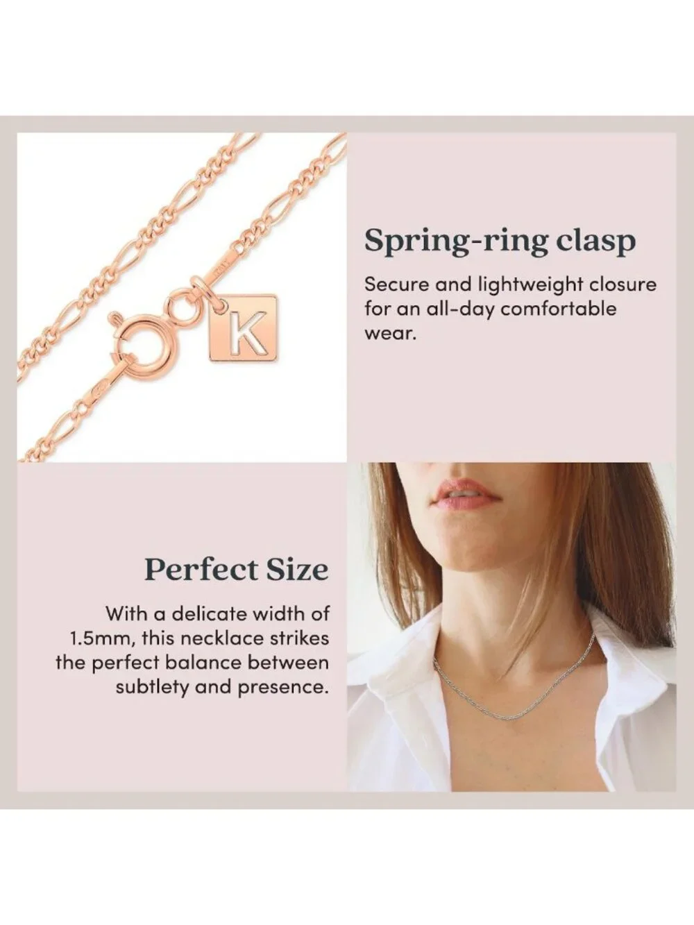 Sterling Silver Figaro Chain Necklace for Women - 925 Italian Diamond Cut, 16-30
